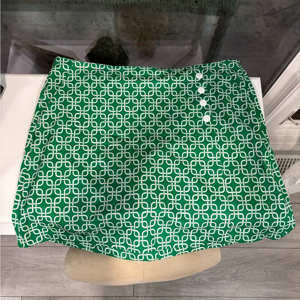 Lady Hagen Green Printed Skort – Preppy Golf Style (Size 12)